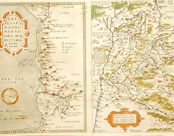 TWO 17TH C. MAPS. N/R. Paper. "Galliae - 2