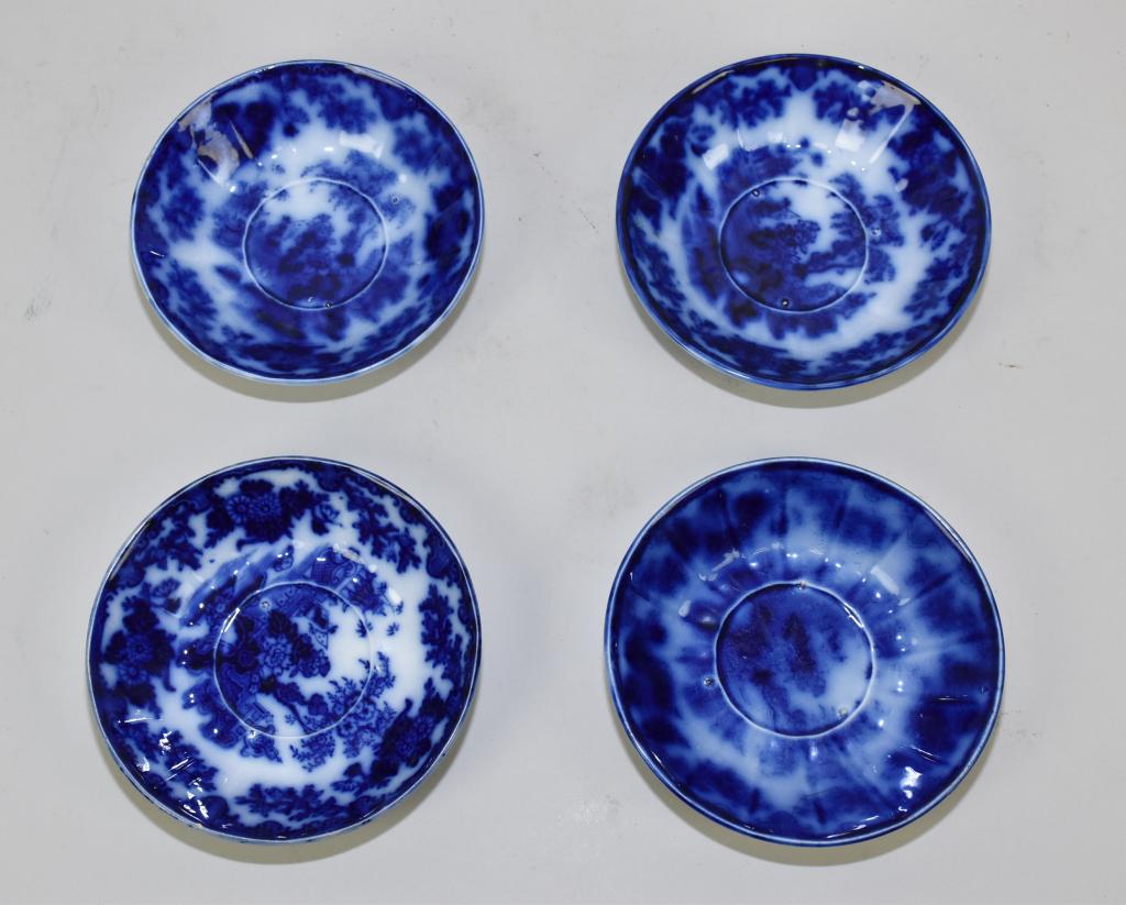 SCINDE FLOW BLUE SHALLOW BOWLS – Four.: SCINDE FLOW BLUE SHALLOW BOWLS – Four.