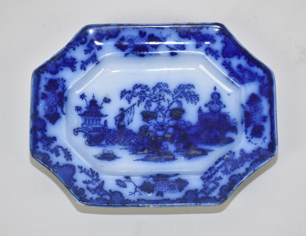 SCINDE FLOW BLUE 7.5” OCTAGON PLATTER OR UNDER: SCINDE FLOW BLUE 7.5” OCTAGON PLATTER OR UNDER PLATE