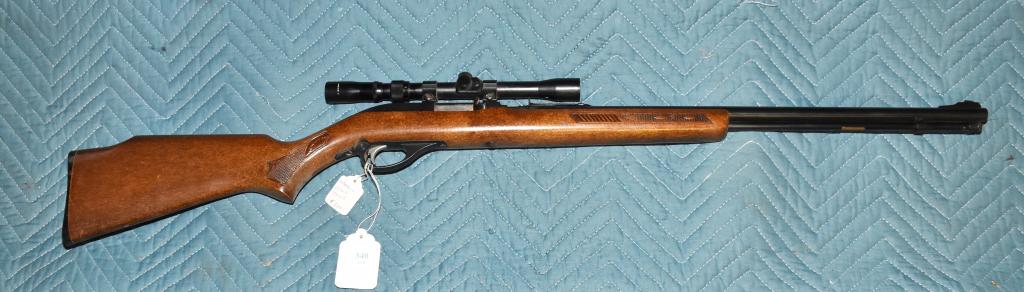 MARLIN MODEL 60 SEMI-AUTO RIFLE – Cal. .22RF: MARLIN MODEL 60 SEMI-AUTO RIFLE – Cal. .22RF, tube magazine. Tasco 3-7X scope. Clen and ok. Ser.# 23537375. Ships to your local FFL. Local pickup can be arranged.