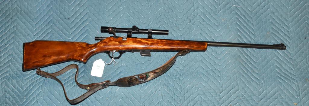 MARLIN (GLENFIELD) MODEL 25 BOLT-ACTION RIFLE: MARLIN (GLENFIELD) MODEL 25 BOLT-ACTION RIFLE – Cal. .22RF. Heavily varnished stock. Tasco 4X scope. Ser.# 27519469. Ships to your local FFL. Local pickup can be arranged.