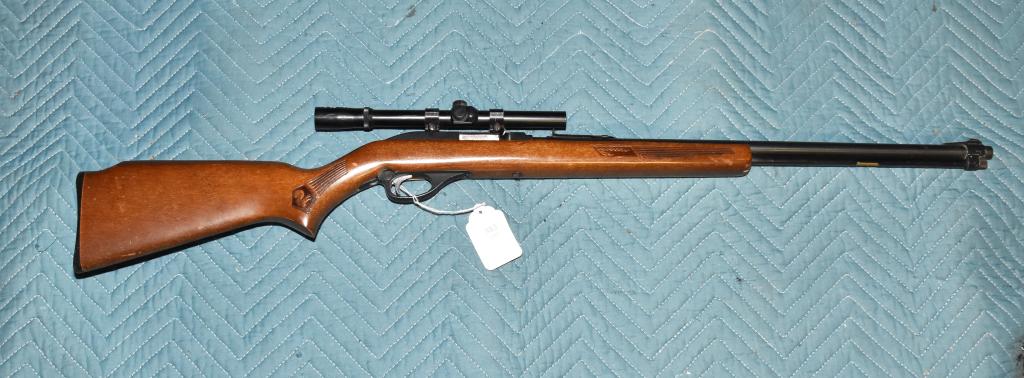 MARLIN (GLENFIELD) MODEL 60 SEMI-AUTO RIFLE: MARLIN (GLENFIELD) MODEL 60 SEMI-AUTO RIFLE – Cal. .22RF. Mounted with a Glenfield scope. Ser.# 25325603. Ships to your local FFL. Local pickup can be arranged.