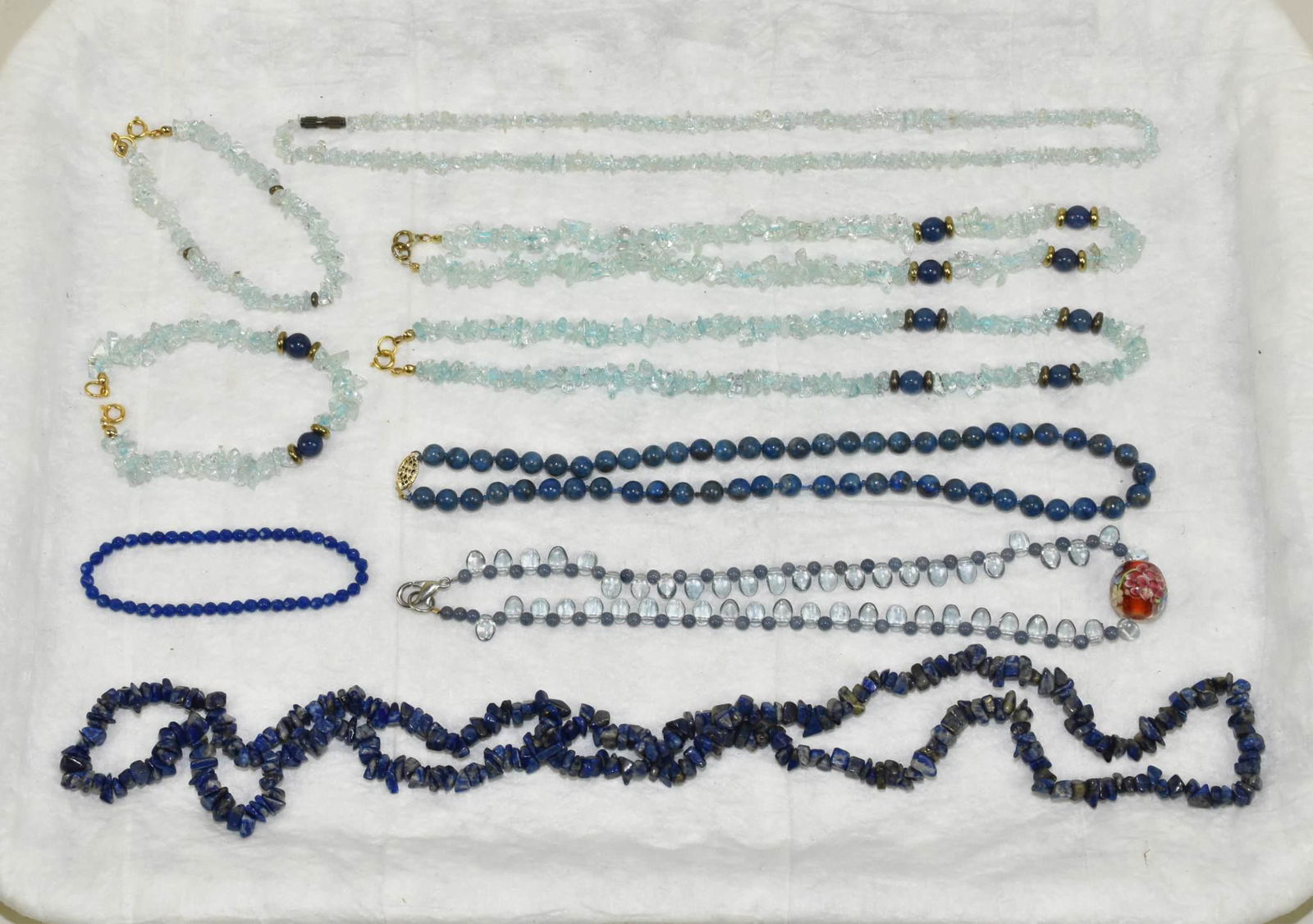 LOT OF (9) ASSORTED BLUE COLORED CRYSTAL QUARTZ (1 of 5)