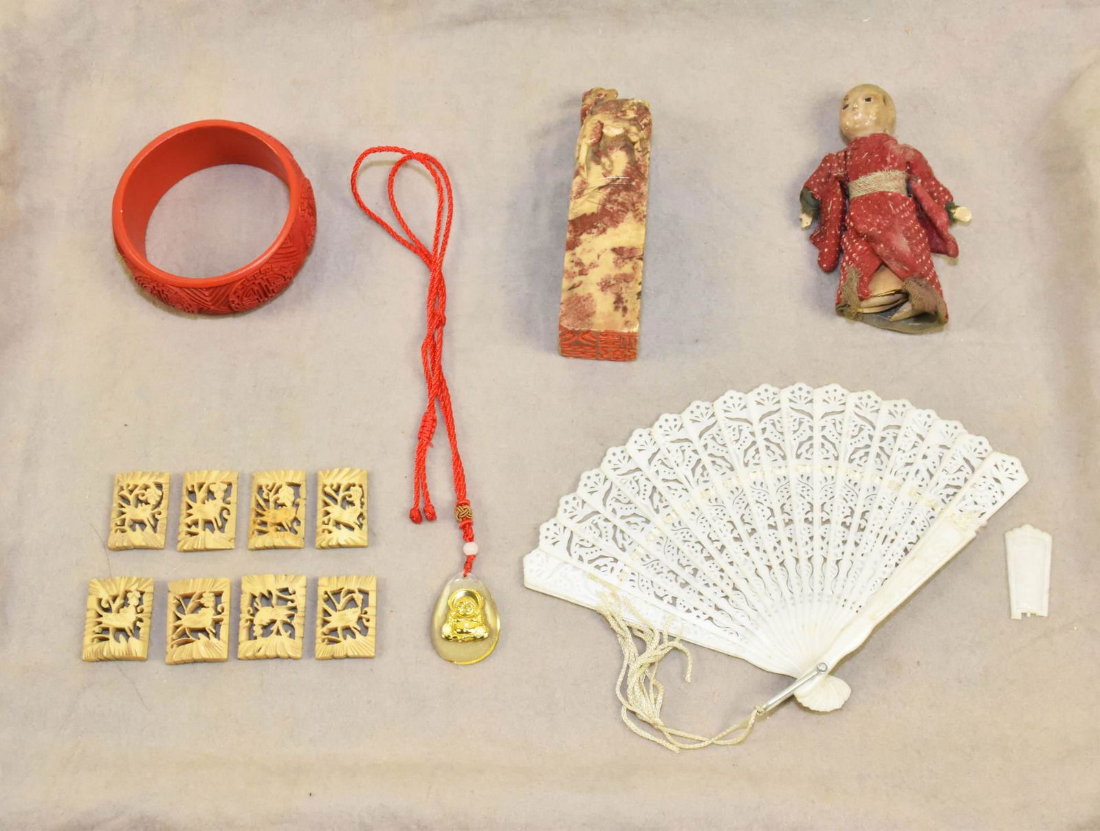 SIX PIECE LOT OF MISCELLANEOUS ORIENTAL COMPOSITE (1 of 9)