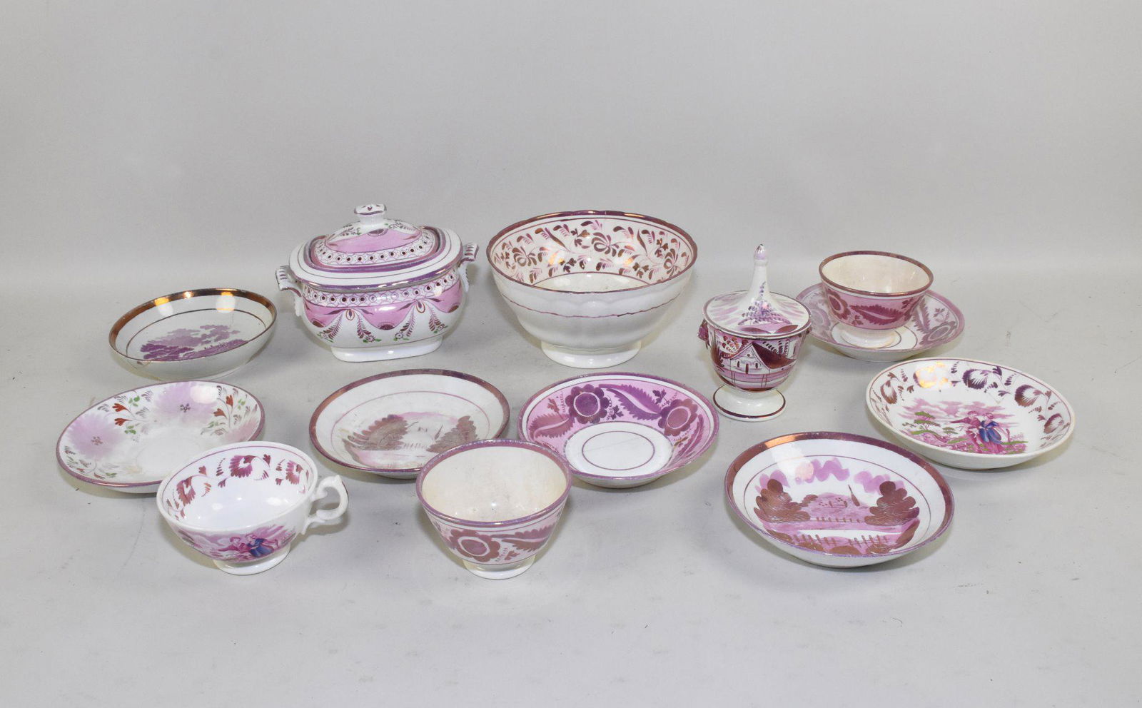 PINK LUSTER TABLE WARES - Comprising: Sugar bowl, (1 of 7)