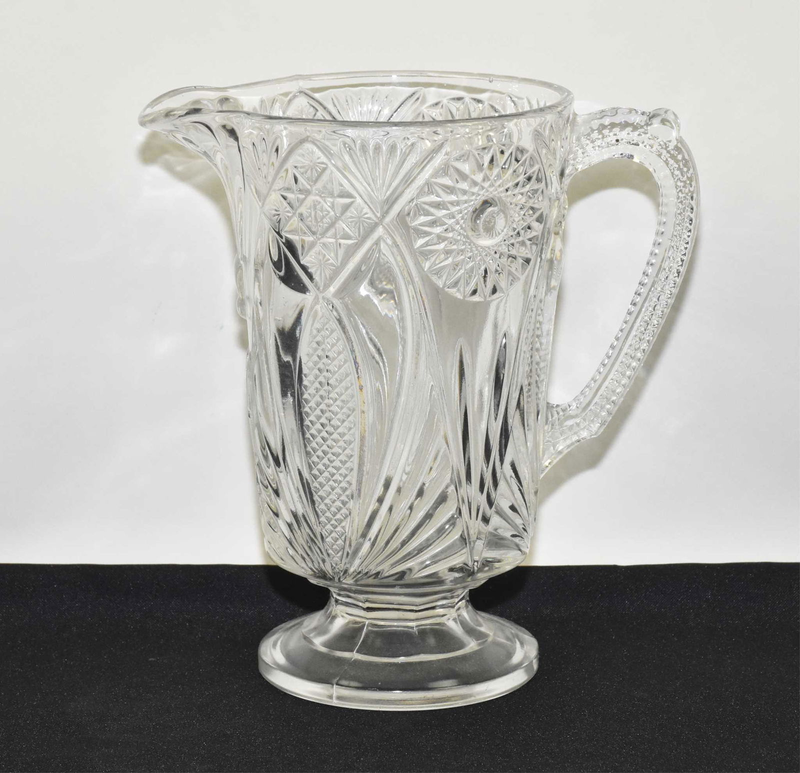 PRESSED GLASS PITCHER - Diamond panels between (1 of 7)