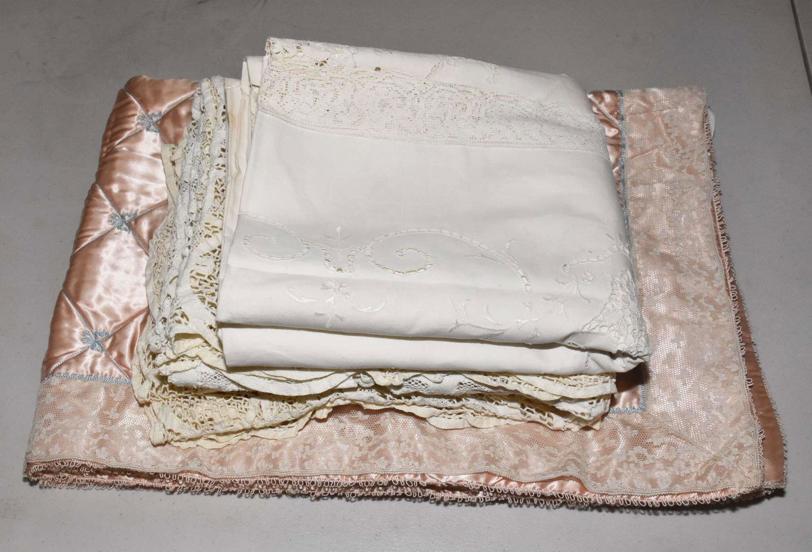CROCHETED INFANT QUILT, LACE TABLECLOTH, ETC. (1 of 8)