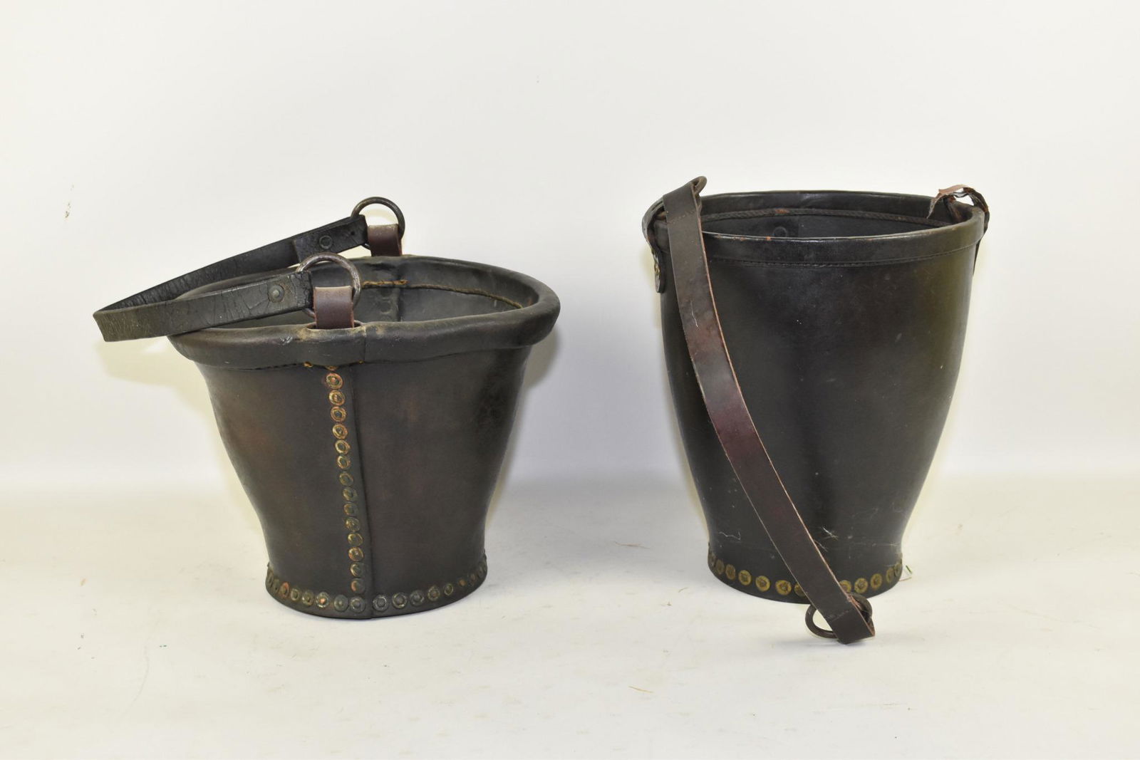 LEATHER FIRE BUCKETS - Pair. (Reproductions) (1 of 3)