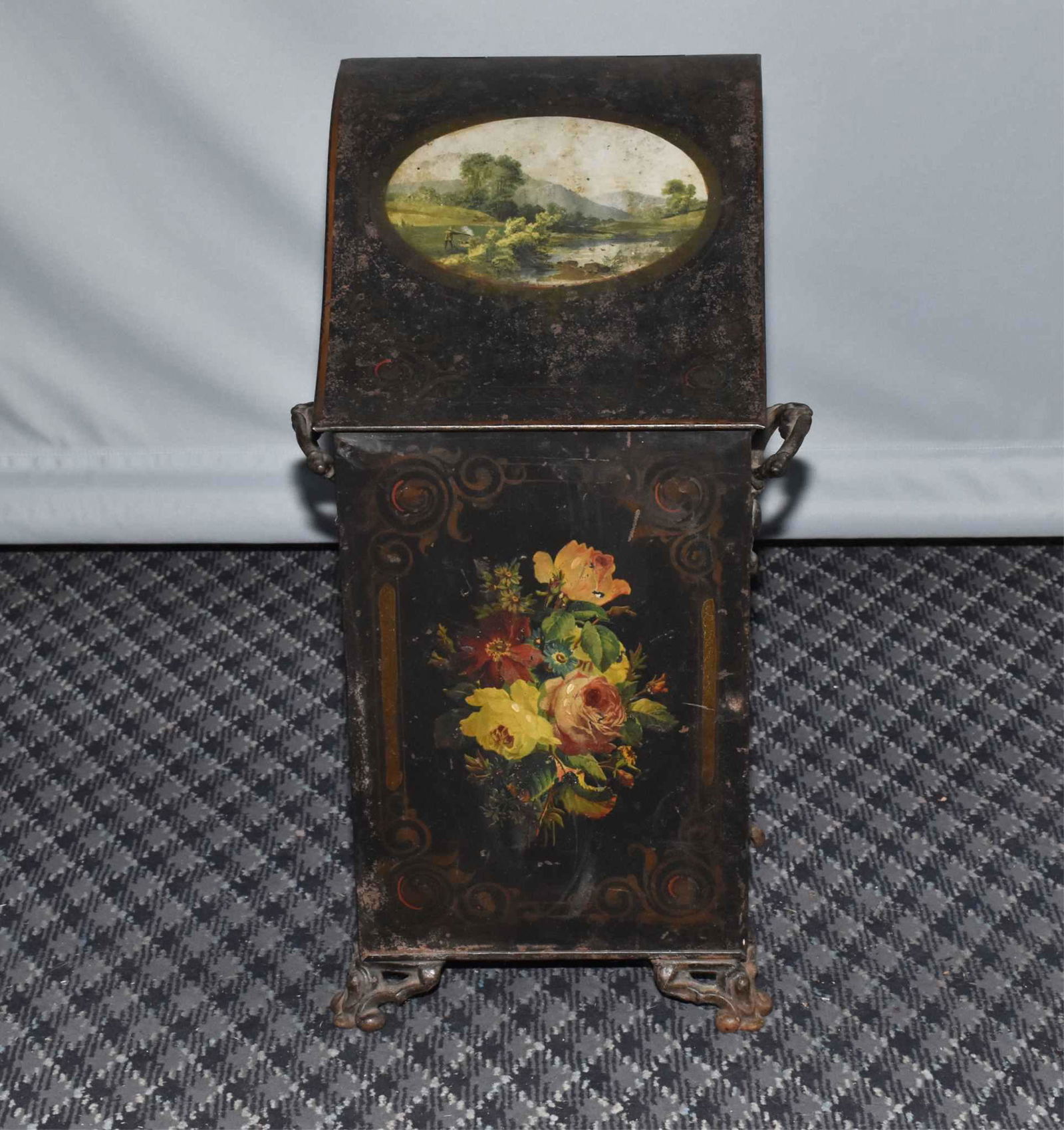VICTORIAN PAINTED TIN COAL HOD (1 of 8)