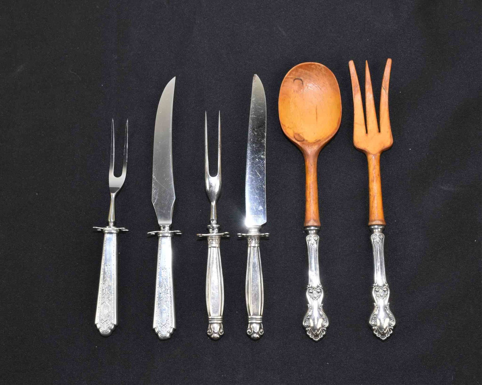 THREE SETS SERVING UTENSILS - Knives, forks (1 of 7)