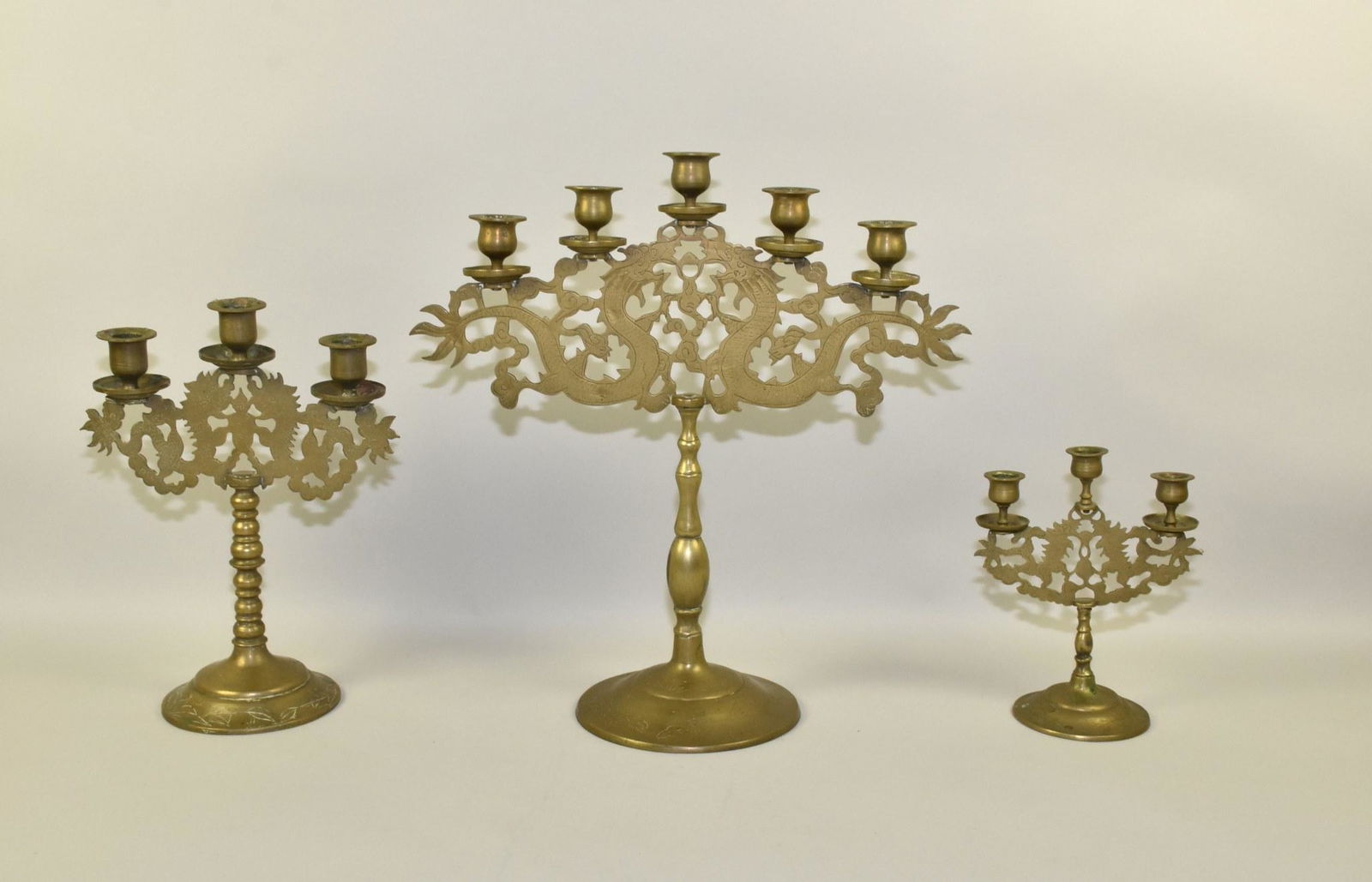 ANTIQUE BRASS CHINESE CANDELABRAS (1 of 10)