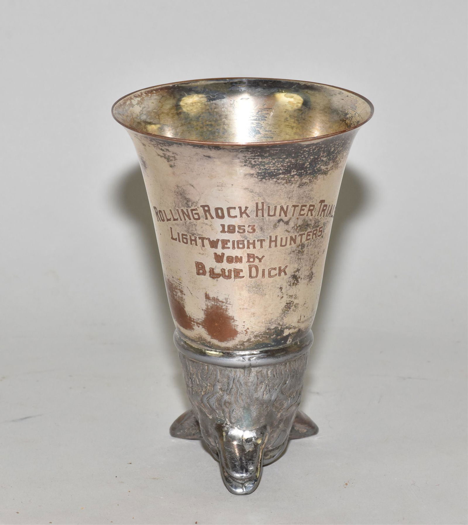 SILVER PLATE FOX HEAD STIRRUP CUP (1 of 8)