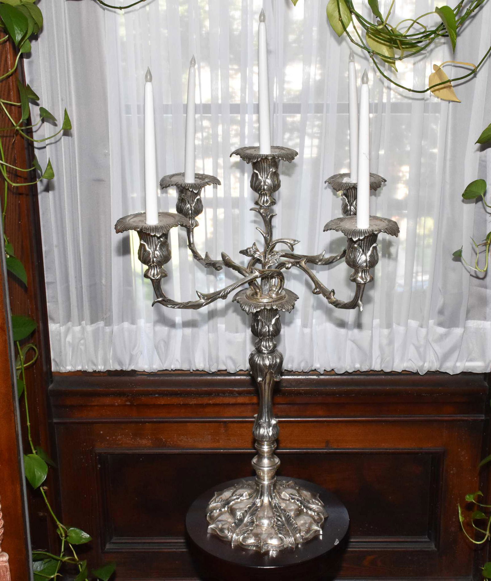 PAIR OF LARGE SILVERPLATE CANDELABRAS (1 of 9)