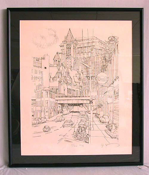 HENRY KOERNER PRINT N/R. 1976. Lithogra: 2384 HENRY KOERNER PRINT N/R. 1976. Lithograph on paper, number 2 of 200. This scene shows Pittsburgh's Fifth Avenue from a vantage point near Robert Morris College; the Allegheny County Courthouse is