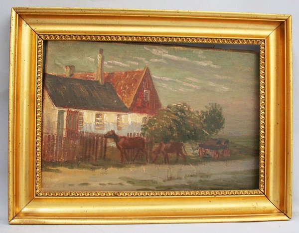 LUPLAU JANSSEN COWS: LUPLAU JANSSEN COWS. 20th c. Oil on canvas. Signed lower right. Cows are shown coming home. Janssen (Danish 19th-20thc) is a listed artist of landscapes and figures. The style of this lot is broad, al