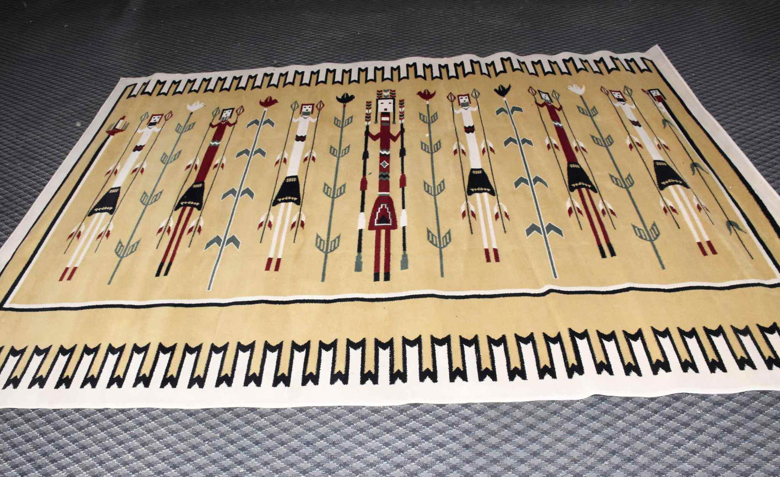 NATIVE DESIGN RUG. Machine made. 10'10" x 7'10" (1 of 7)
