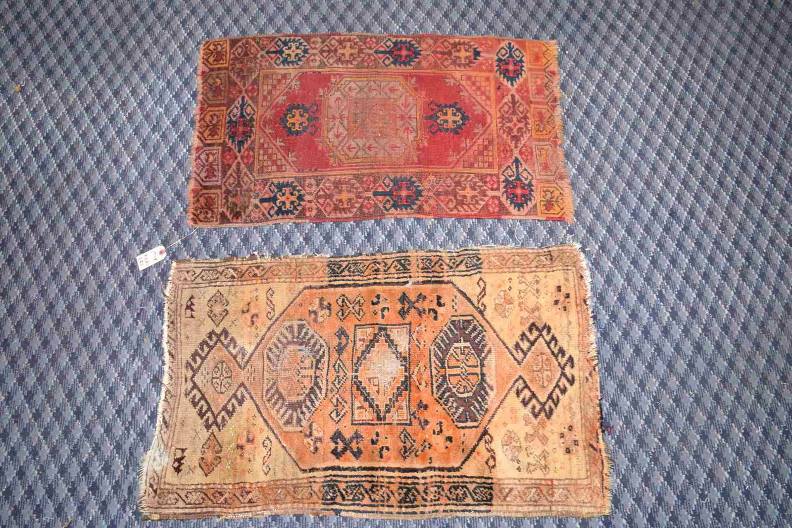 (2) ANTIQUE TURKISH RUGS. APPROXIMATELY 2' X 3' (1 of 4)