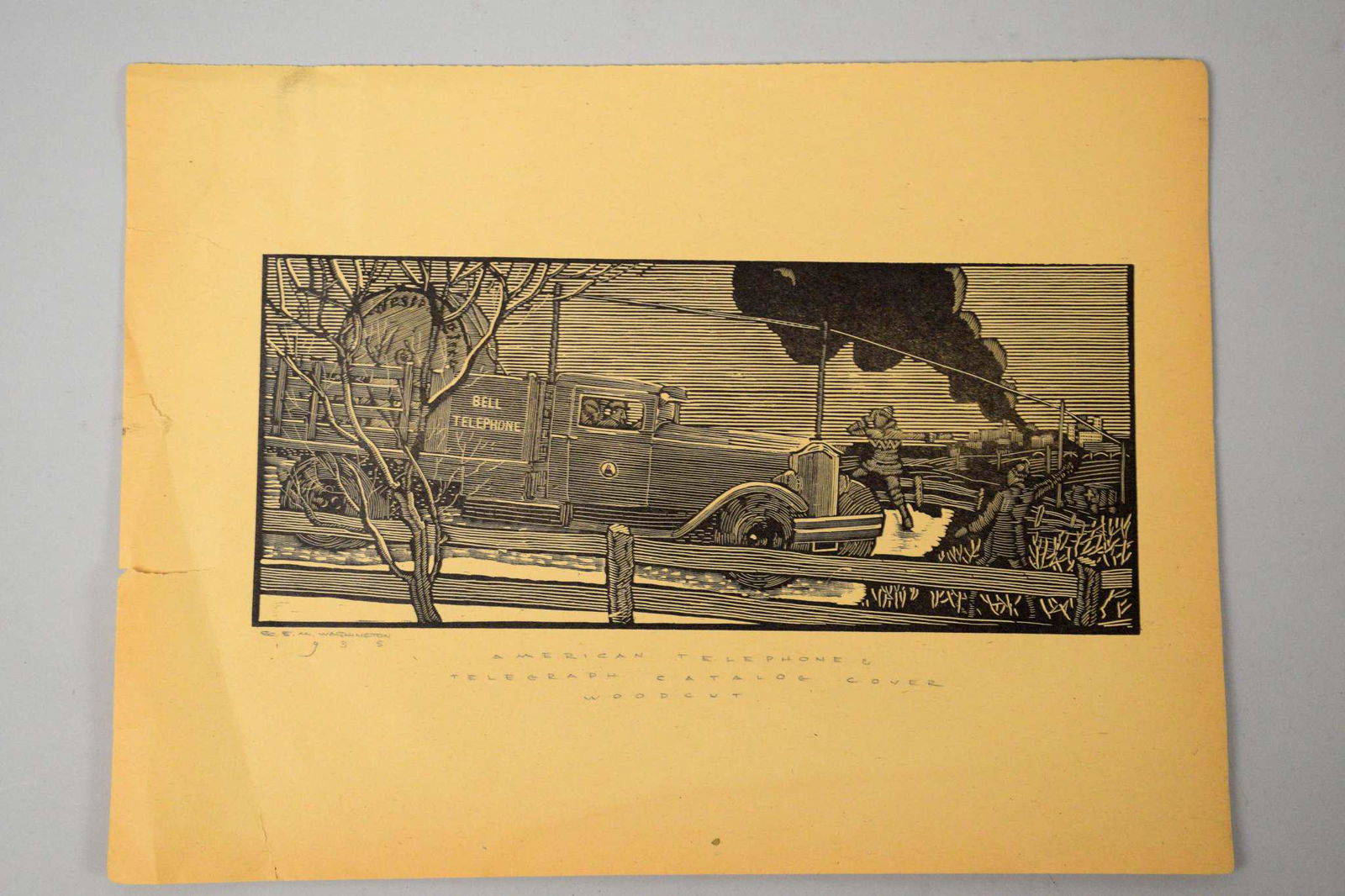 WOODCUT FOUR AMERICAN TELEPHONE AND TELEGRAPH (1 of 6)