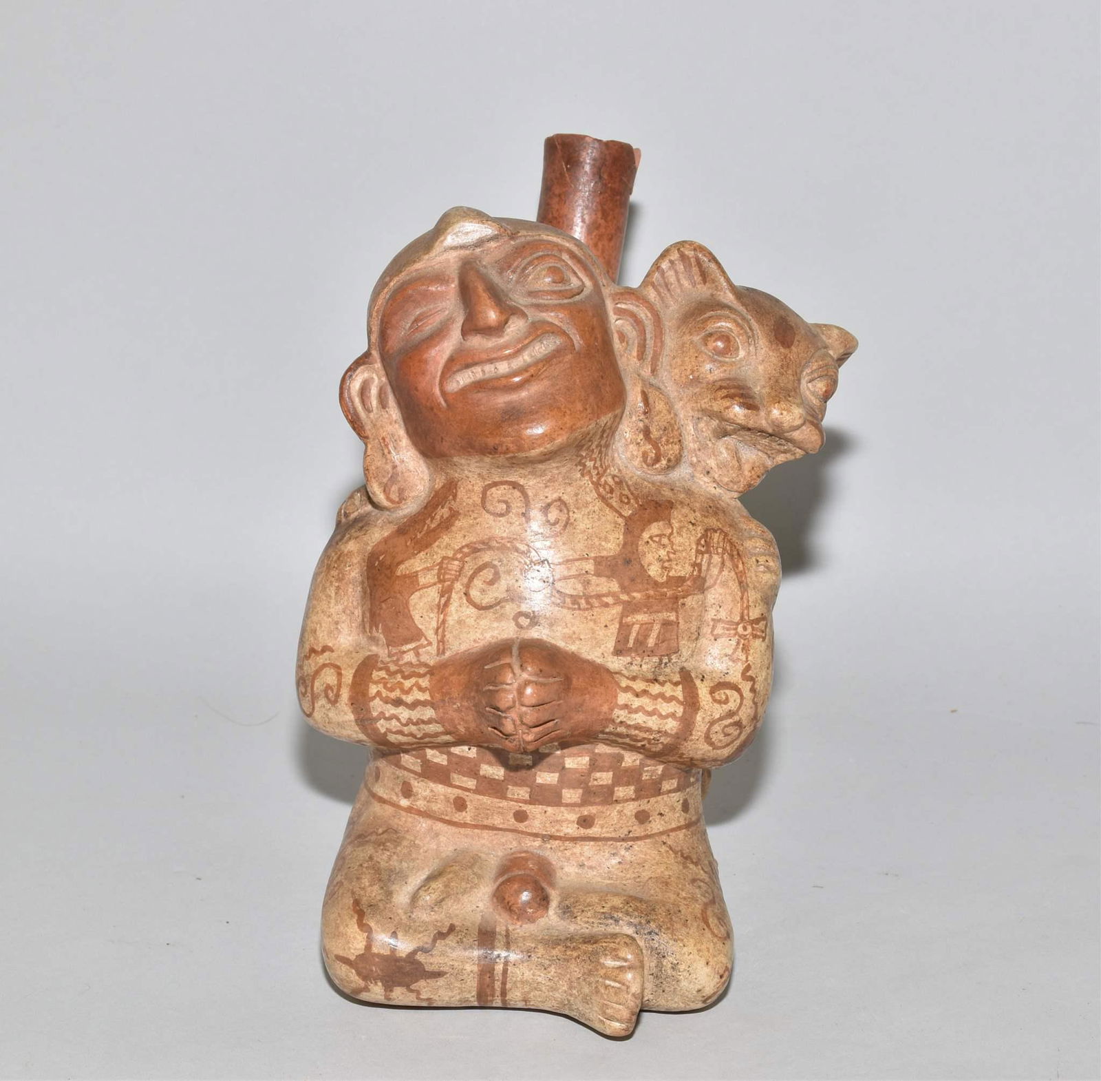 FIGURAL PRE-COLUMBIAN DECORATED STATUE (1 of 6)