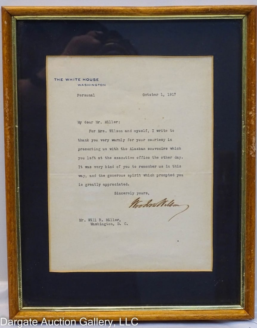 1917 WOODROW WILSON PERSONAL THANK YOU NOTE (1 of 5)