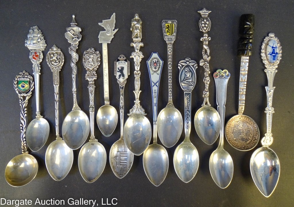 15 SOUVENIR SPOONS INCLUDING 800/900/935 GERMAN (1 of 2)
