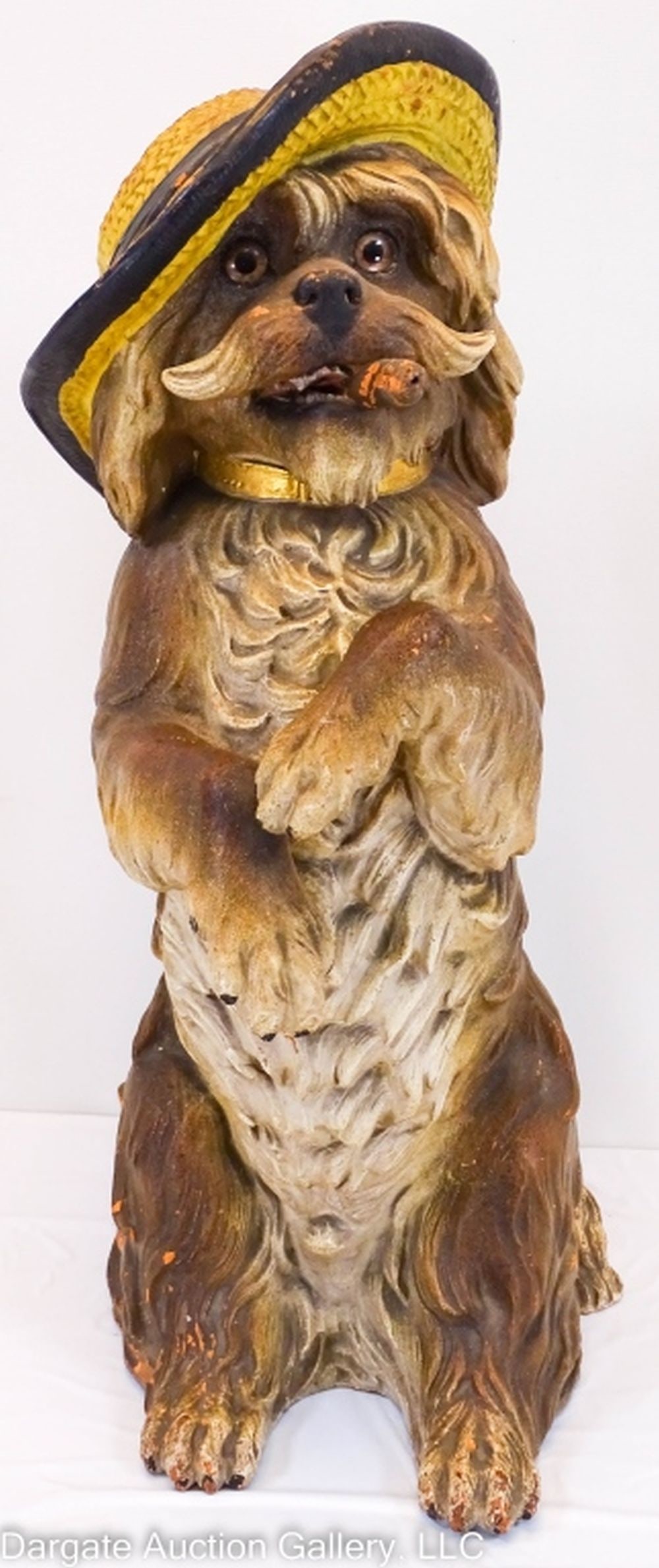 AUSTRIAN TERRA COTTA SMOKING DOG W/ GLASS EYE (1 of 6)