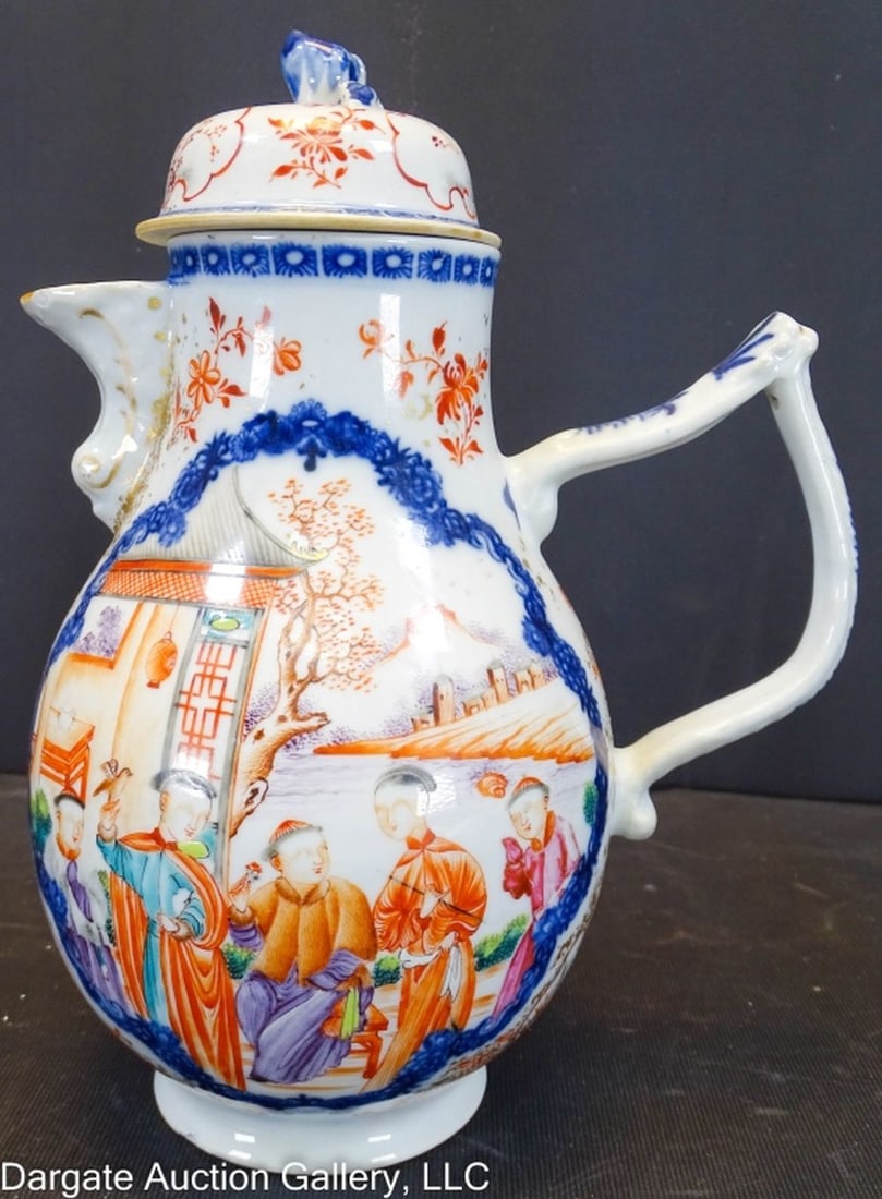 18th C EARLY MANDARIN PORCELAIN CHOCOLATE POT (1 of 11)