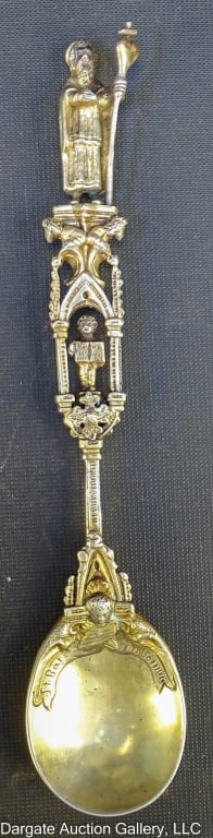 18th C PRUSSIA SILVER ST BARTHOLOMEW APOSTLE SPOON: 18th Century Prussia Silver St Bartholomew Apostle Spoon - Prussian hallmark / Measures: 7.5", 2.7 ozt