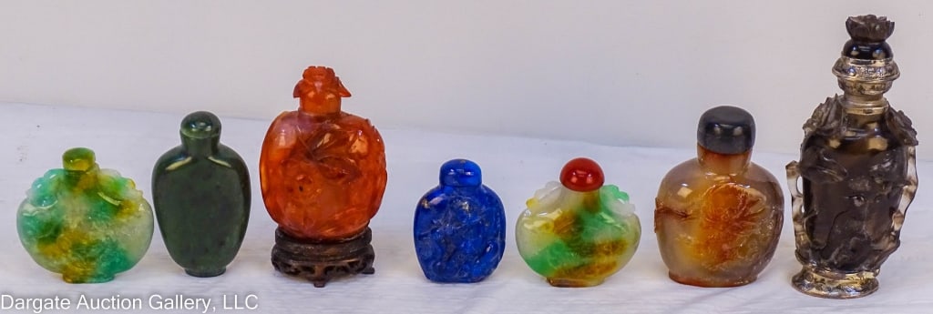 7 ASST 19TH C CHINESE HARDSTONE SNUFF BOTTLES (1 of 5)