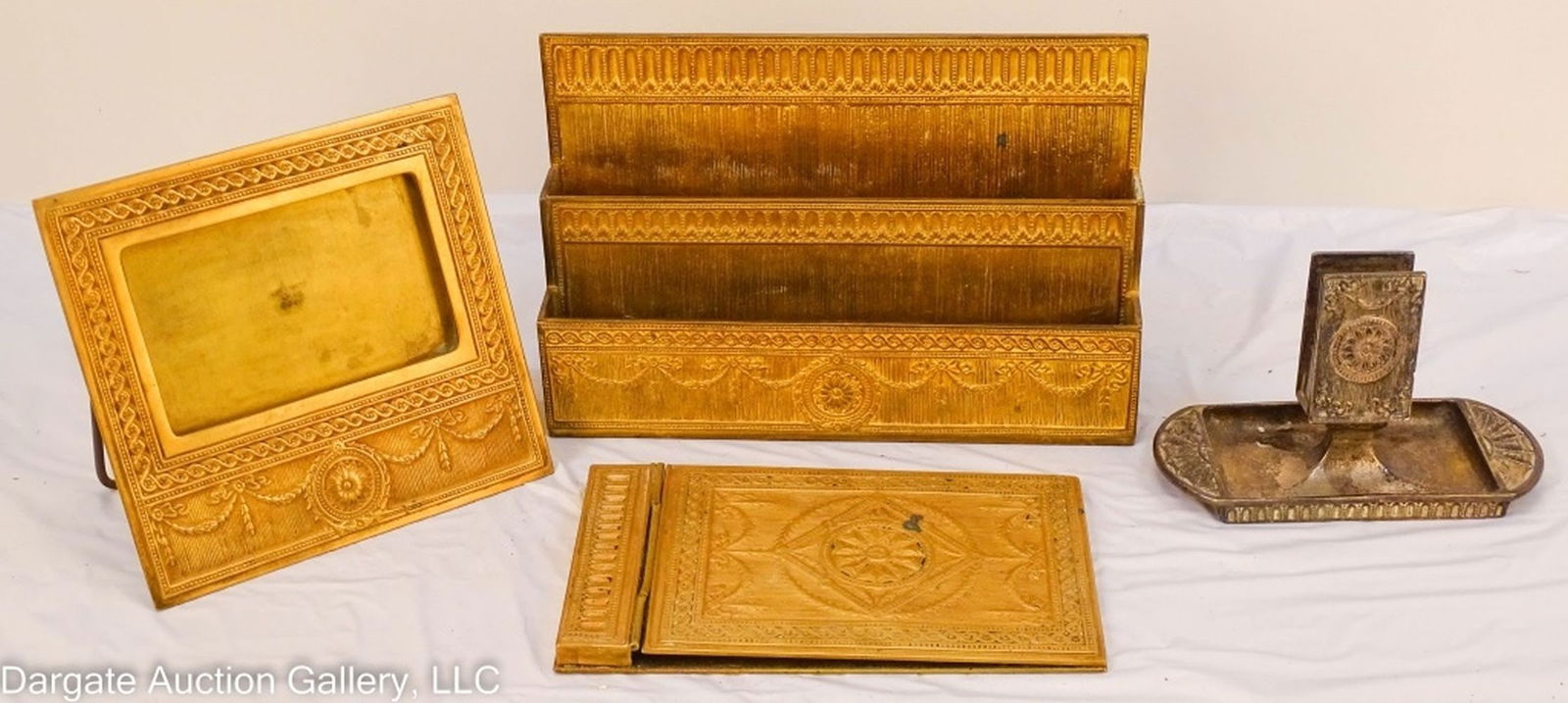 4pc TIFFANY STUDIOS ADAMS BRONZE DESK SET (1 of 16)