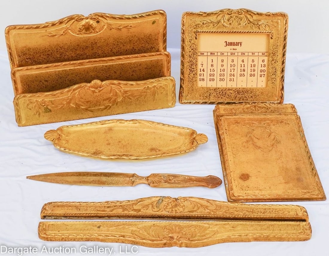 7pc TIFFANY STUDIOS LOUIS XVI DESK SET (1 of 13)