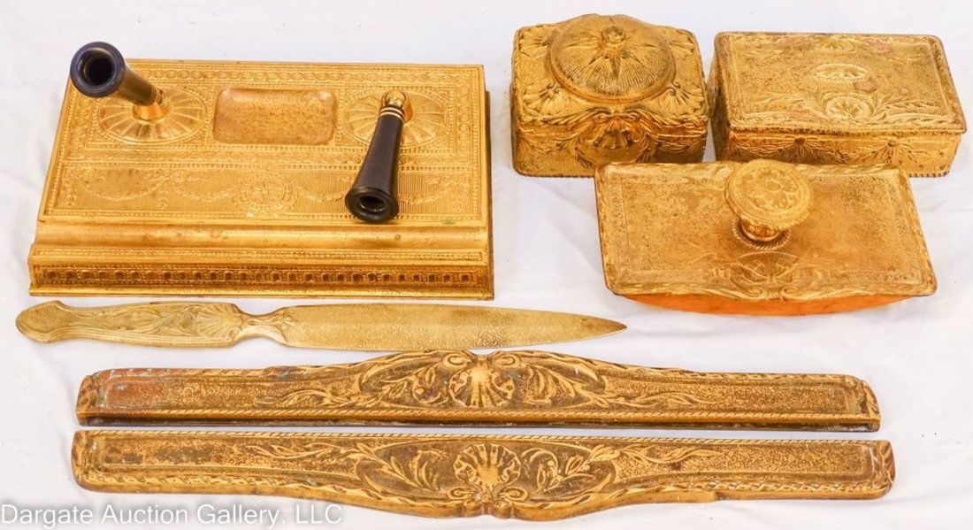 7pc TIFFANY STUDIOS LOUIS XVI DESK SET (1 of 13)