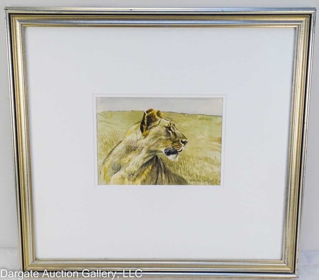 ROBERT BATEMAN 1984 WATERCOLOR "LIONESS STUDY" (1 of 5)