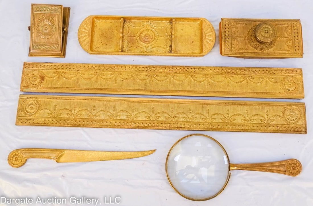 7pc TIFFANY STUDIOS ADAMS BRONZE DESK SET (1 of 11)