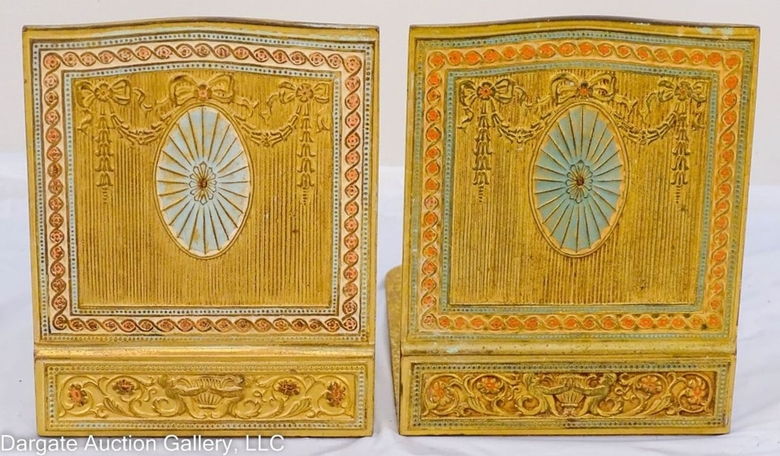 PAIR TIFFANY STUDIOS ADAMS BRONZE BOOKENDS # 1853 (1 of 6)