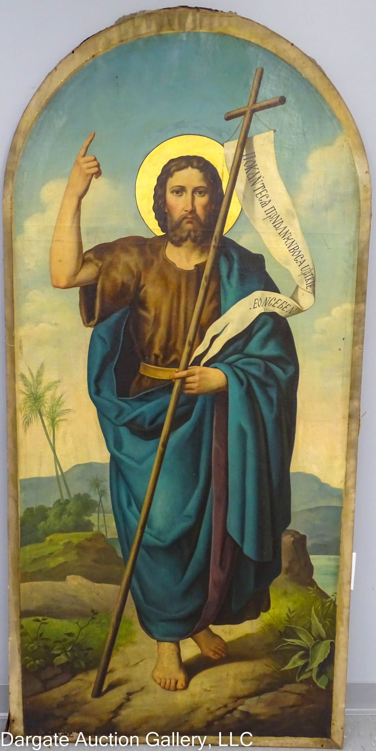 19th C OIL ON CANVAS DEPICTION OF JOHN THE BAPTIST (1 of 6)