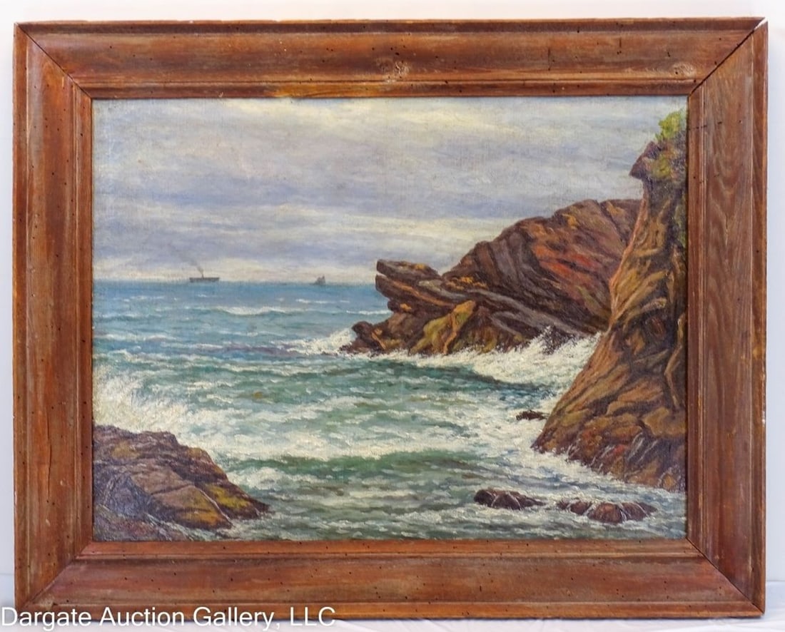 LOUIS (LUDWIG) HEITMULLER O/C ROCKY SHORE SCENE (1 of 7)