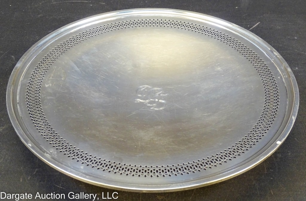 TOWLE CO PEACOCK STERLING FOOTED TRAY (1 of 4)