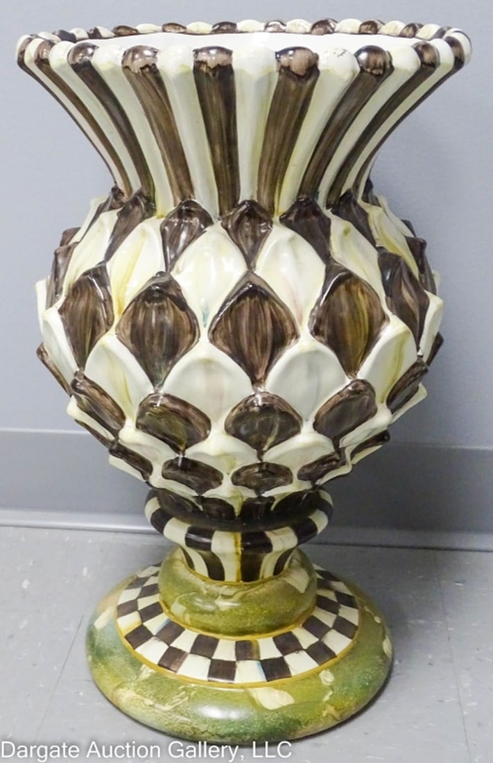 MACKENZIE CHILDS CHELTENHAM THISTLE URN: Mackenzie-Childs Cheltenham Thistle Urn/ Measures: 19"H x 11" diameter