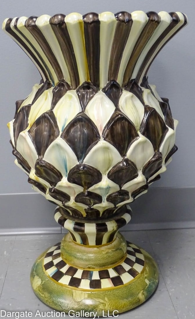 MACKENZIE CHILDS CHELTENHAM THISTLE URN: Mackenzie-Childs Cheltenham Thistle Urn / Measures: 19"H x 11" diameter