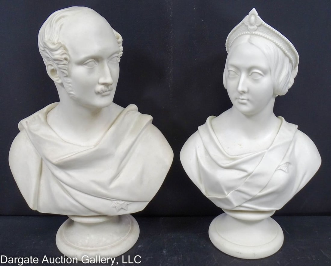 19th C QUEEN VICTORIA & PRINCE ALBERT BUSTS (1 of 9)