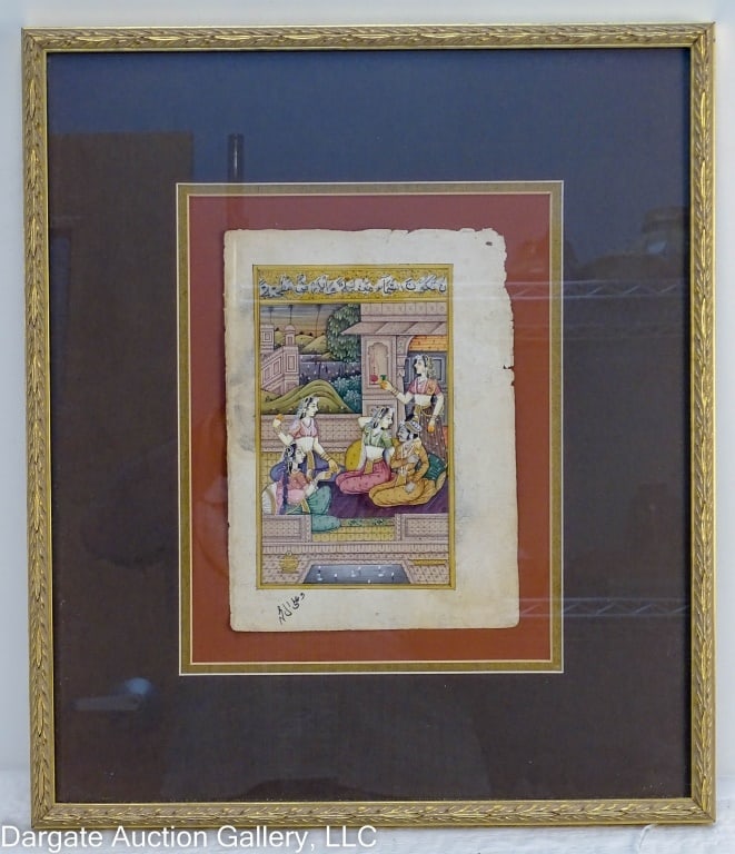 19th C INDO PERSIAN GOUACHE PAINTING COUPLE (1 of 5)