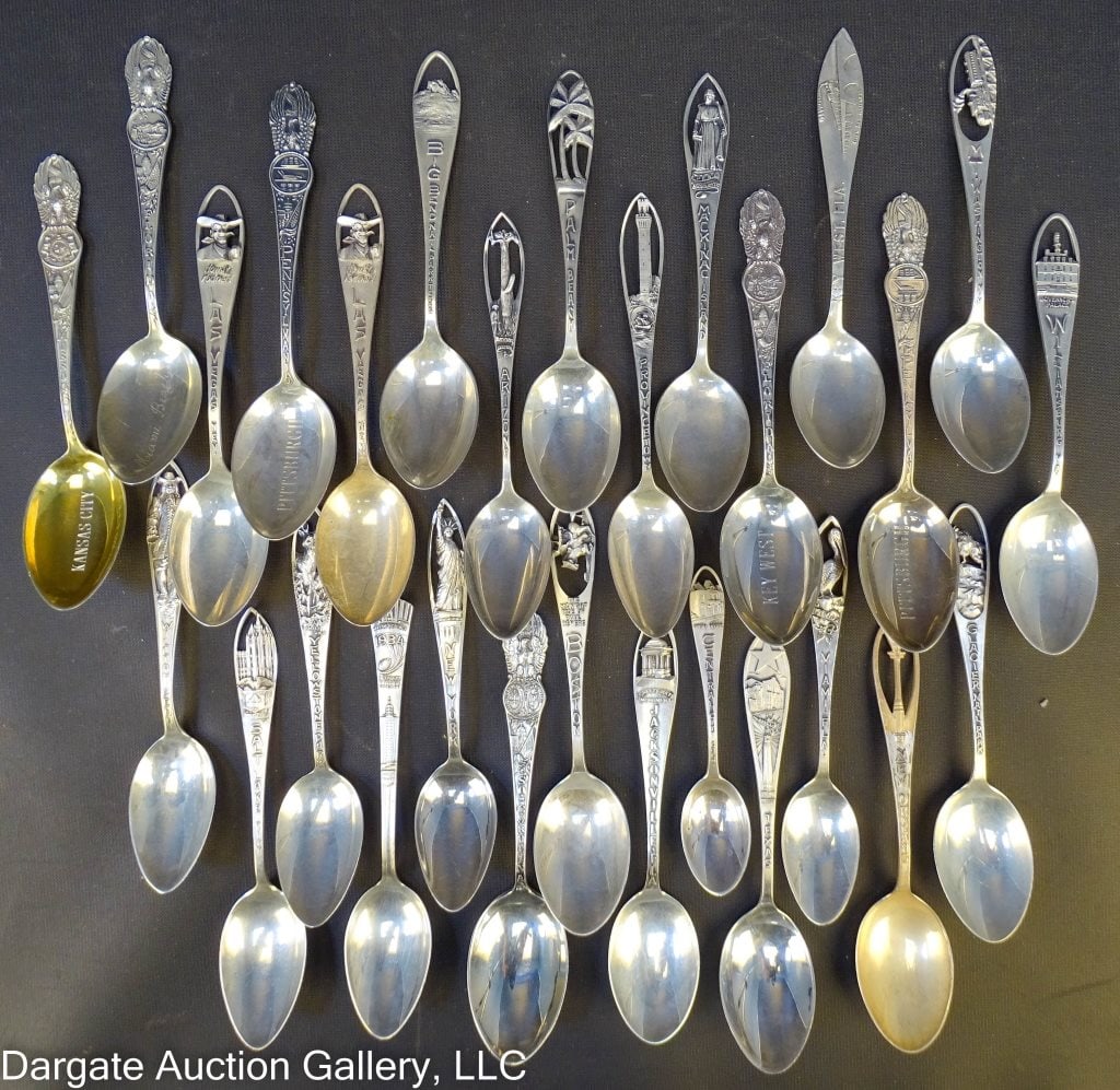 28 ASSORTED STERLING SOUVENIR SPOONS (1 of 4)