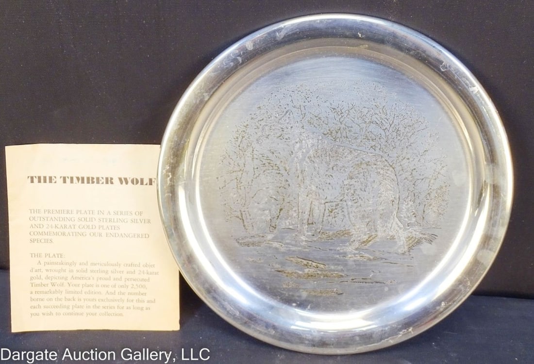 REED & BARTON STERLING 24K TIMBER WOLF PLATE (1 of 4)