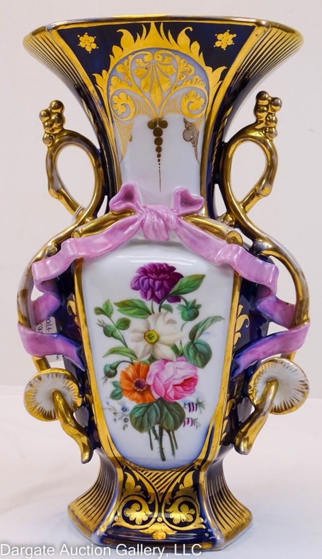 OLD PARIS PORCELAIN COBALT VASE (1 of 4)