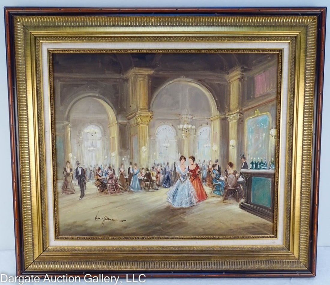 OIL ON CANVAS BALLROOM SCENE - SIGNED (1 of 4)