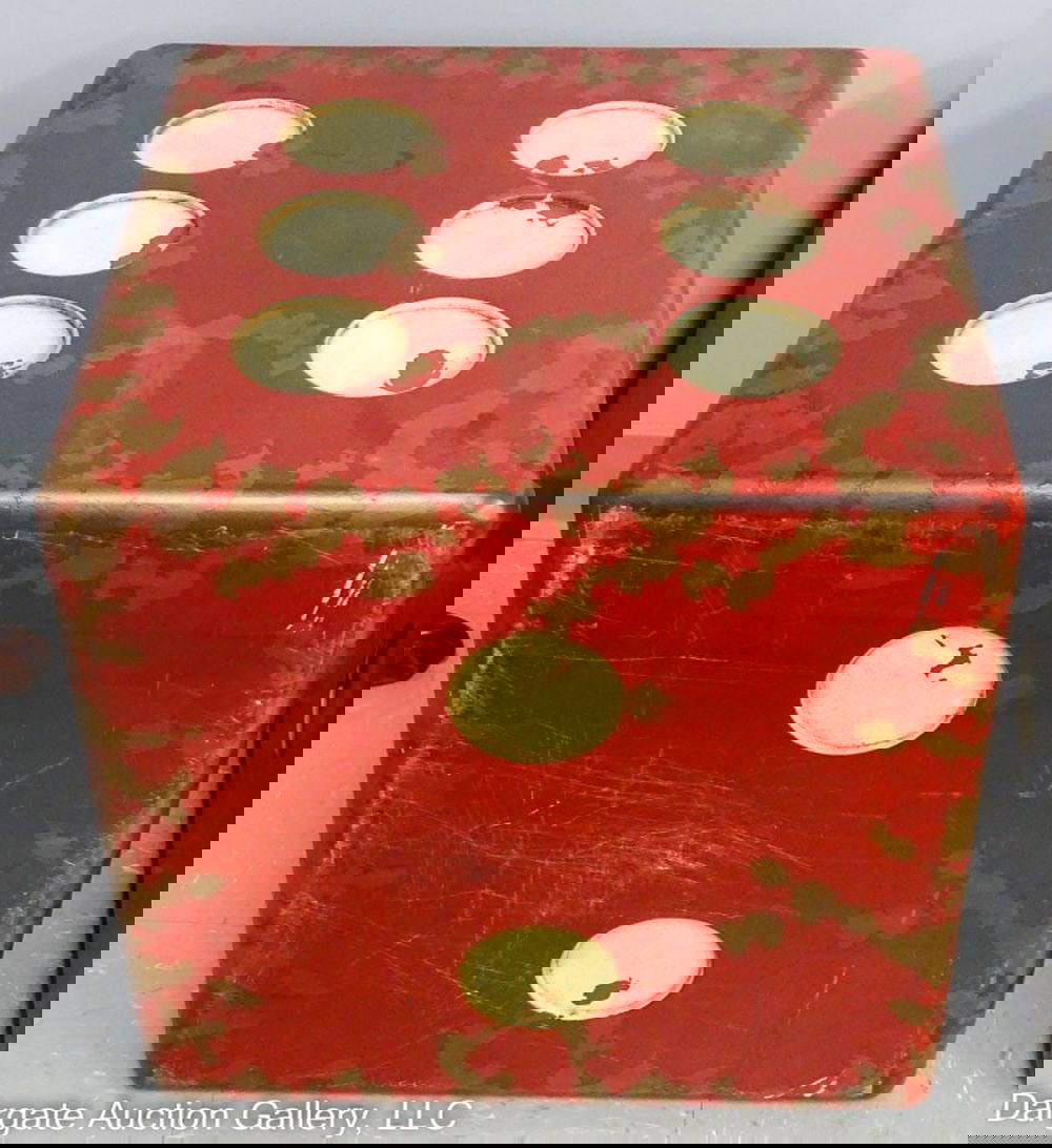 Uttermost Distressed Red Dice Accent Table Auction