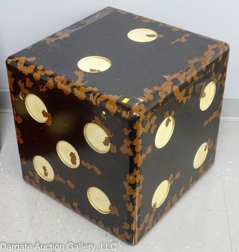 UTTERMOST DISTRESSED BLACK DICE ACCENT TABLE (1 of 2)