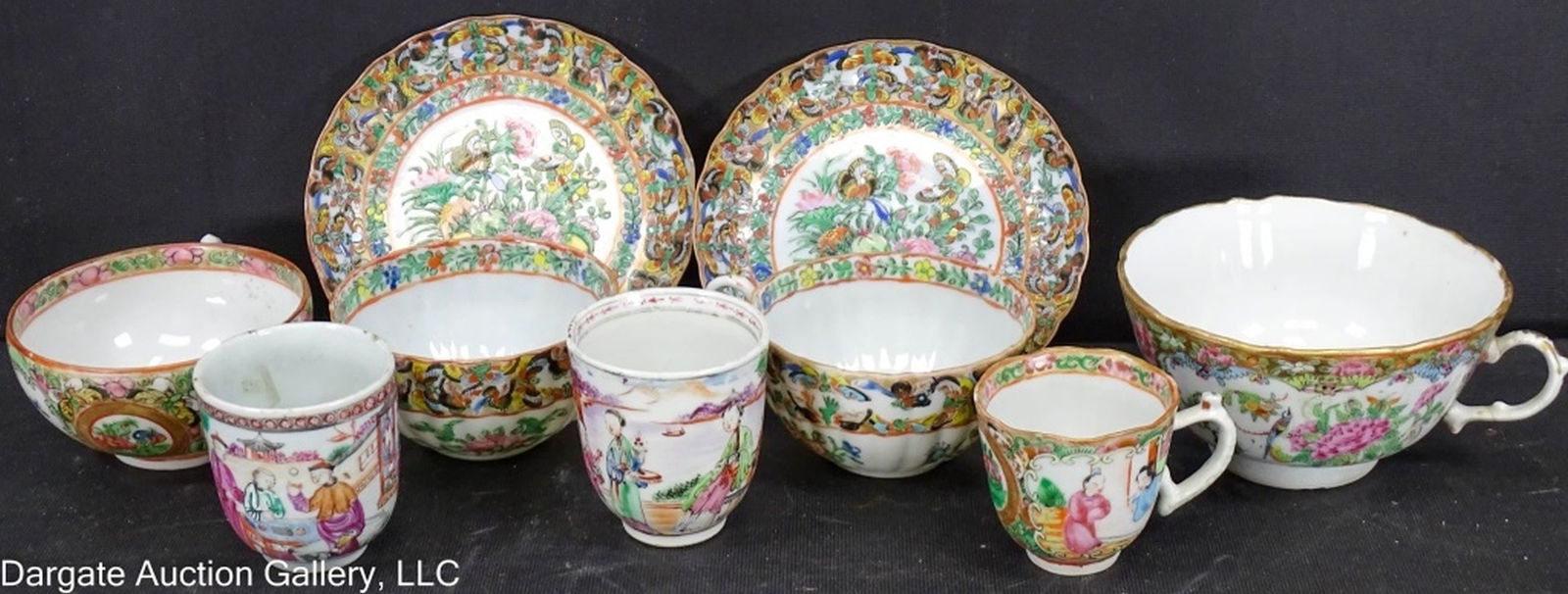 9pcs ASSORTED CHINESE PORCELAIN CUP & SAUCERS (1 of 5)