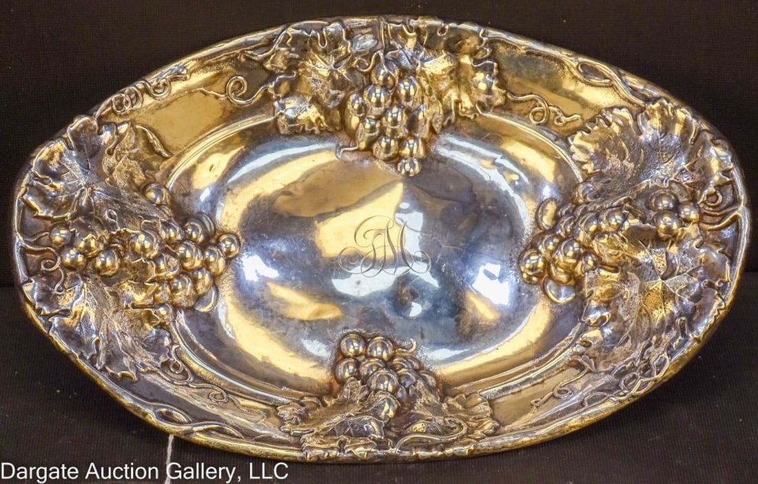 MAUSER STERLING REPOUSSE GRAPE & LEAF DISH (1 of 5)